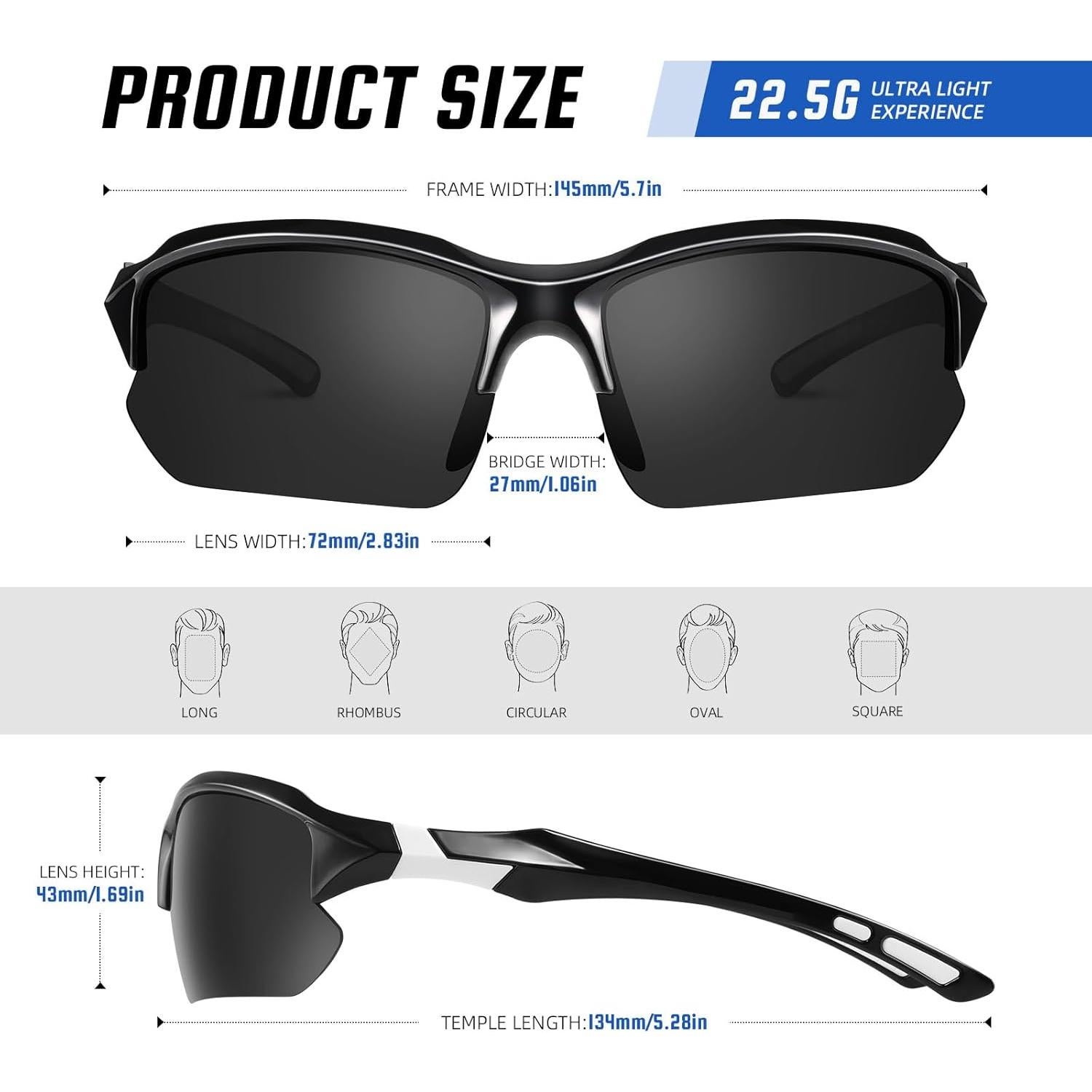 Gafas de sol polarizadas XVXV para hombres - Medio marco UV