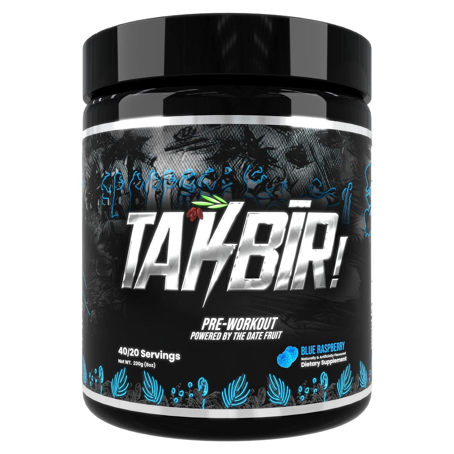 TAKBIR! Pre-Entrenamiento Halal 227g Frambuesa Azul Energía Natural