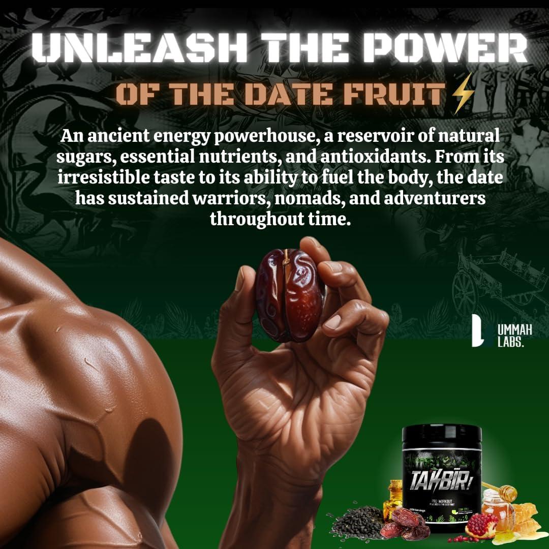 TAKBIR! Pre-Entrenamiento Halal 227g Frambuesa Azul Energía Natural