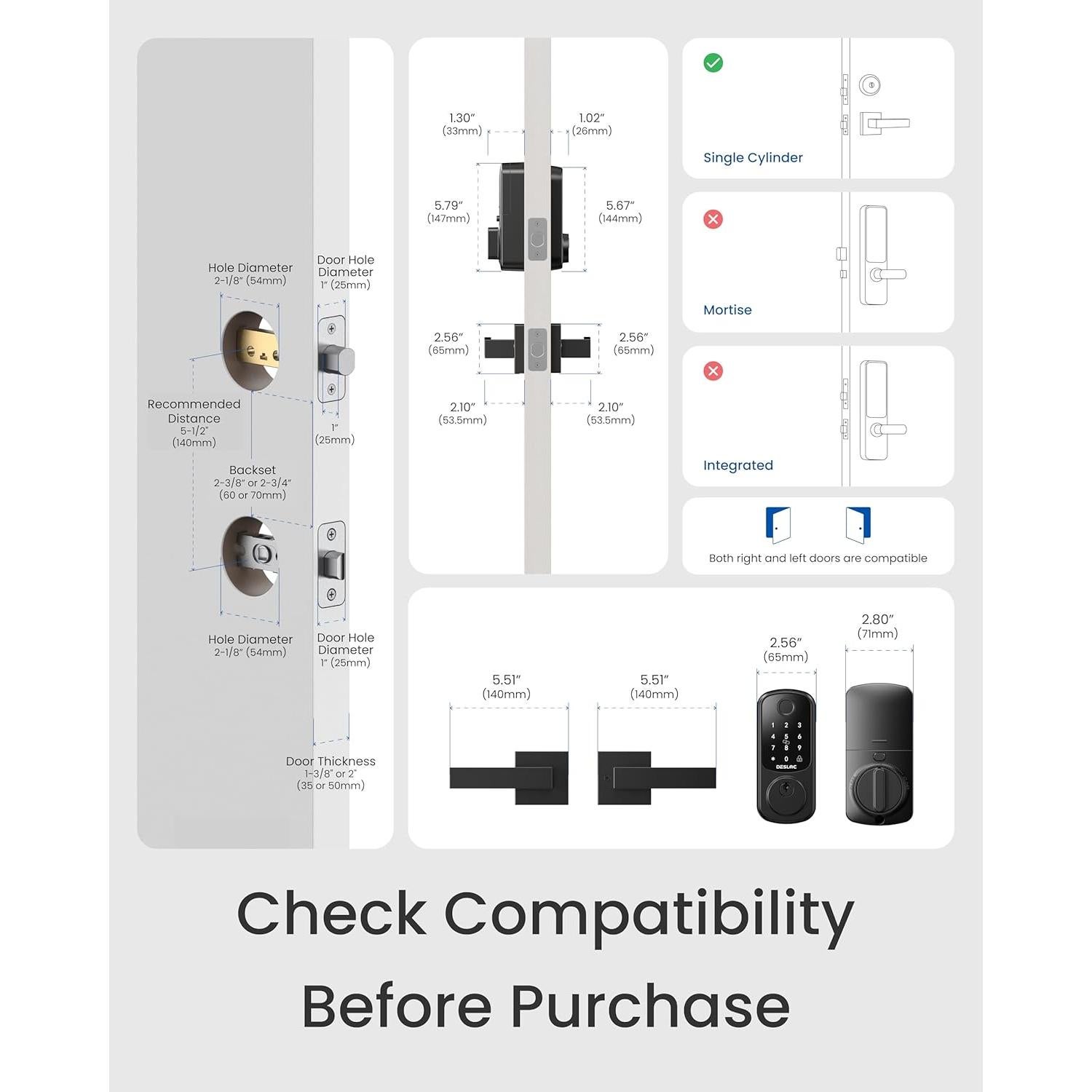 Cerradura Inteligente DESLOC B200 con Huella Dactilar y Manijas