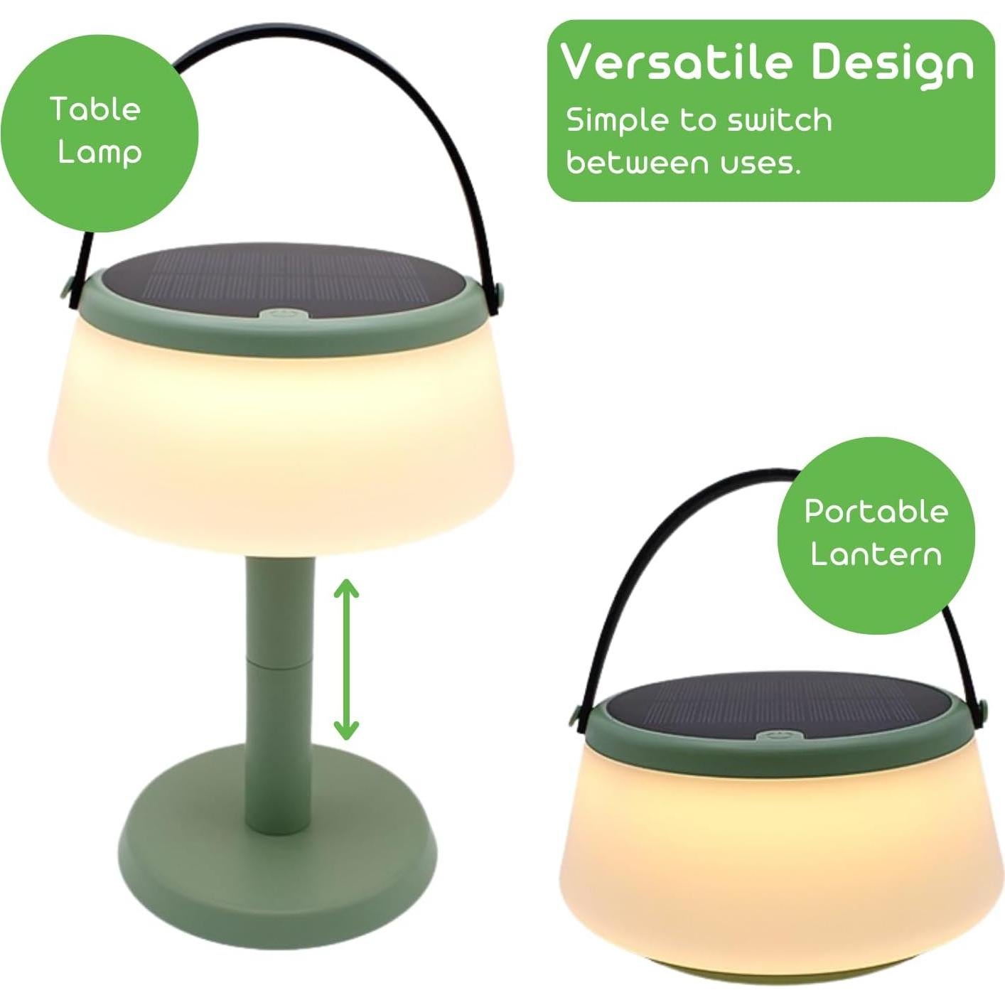 Lámpara y Linterna Solar Portátil 2-en-1 VerLuce Verde 330 Lúmenes