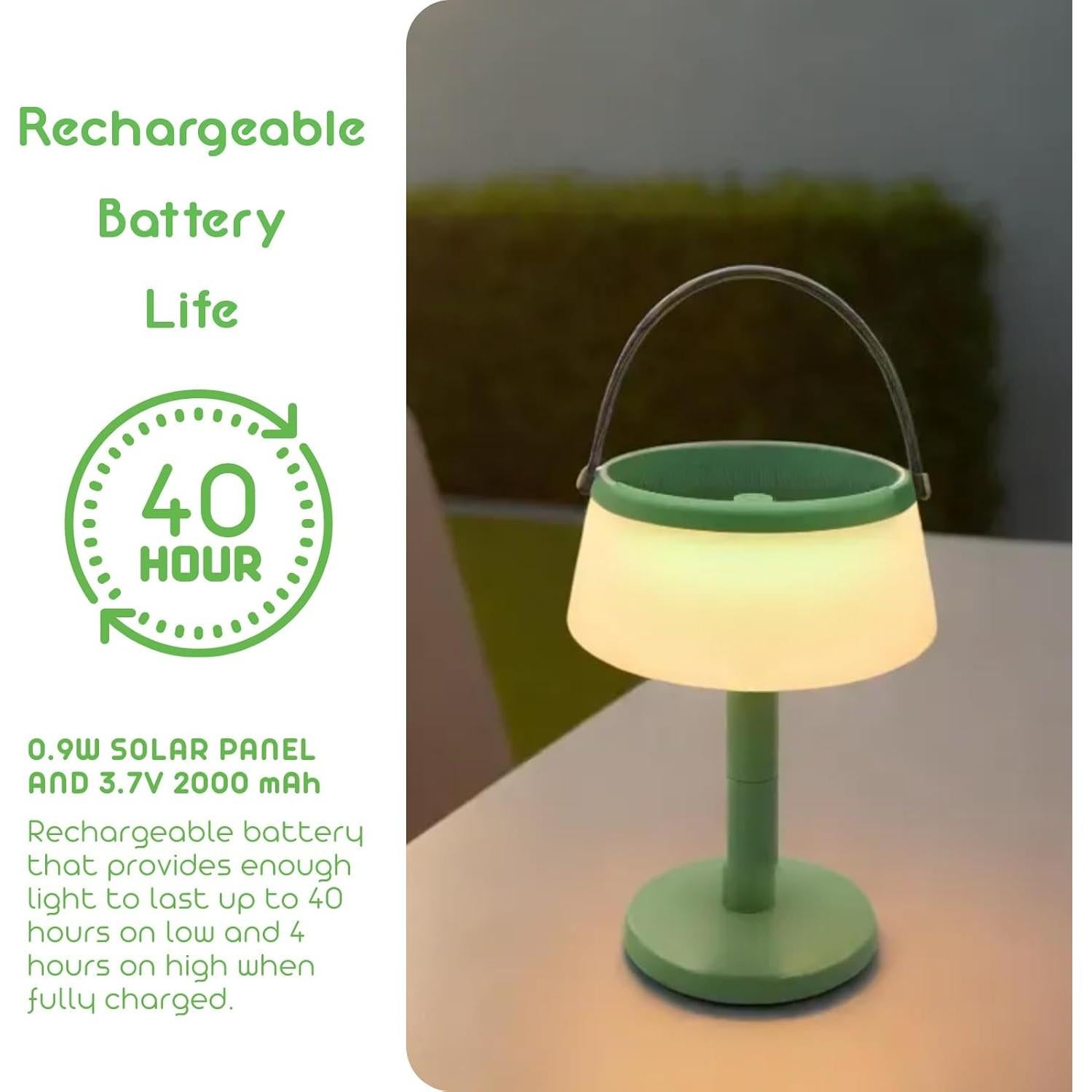 Lámpara y Linterna Solar Portátil 2-en-1 VerLuce Verde 330 Lúmenes