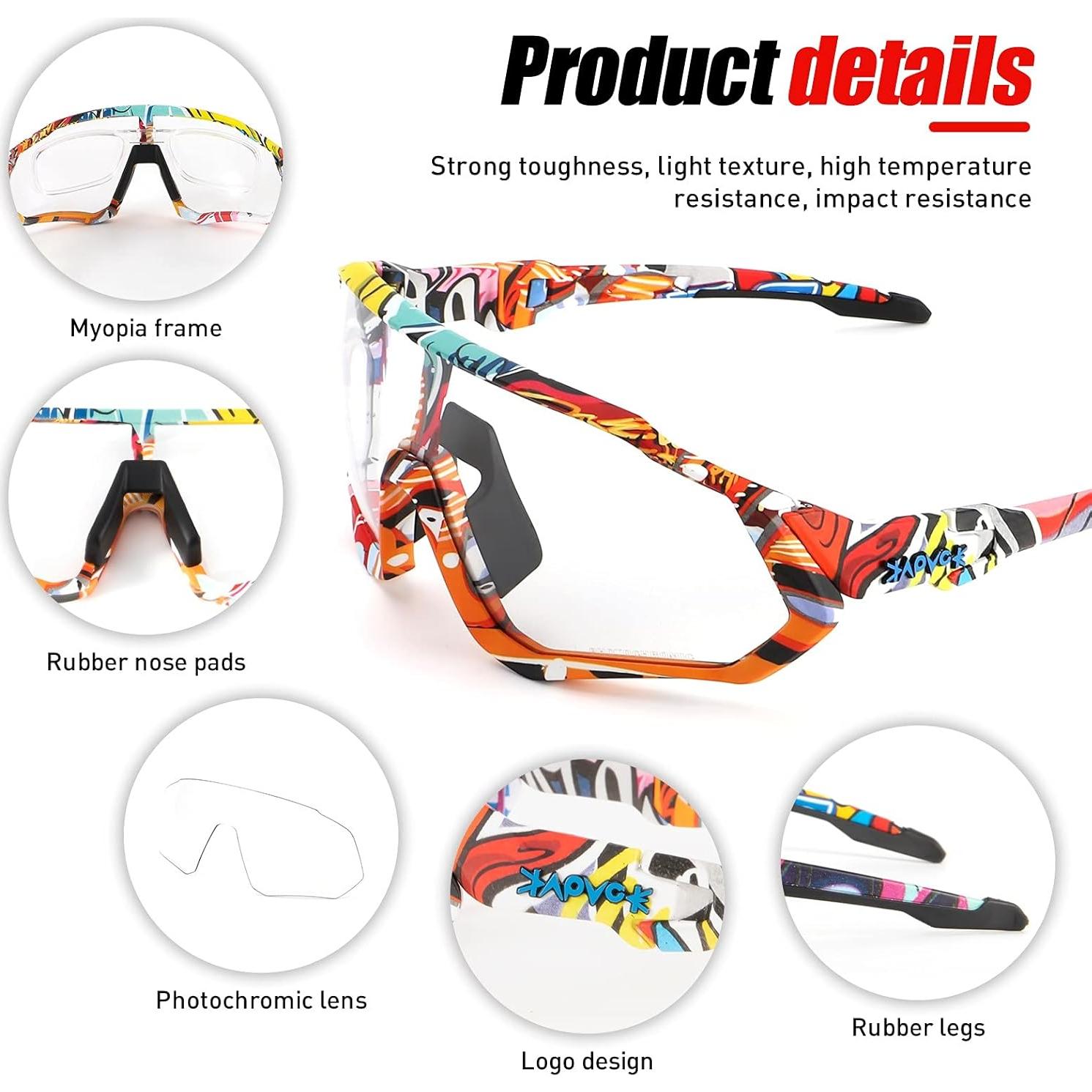 Gafas de Ciclismo Fotoquímicas KAPVOE UV400 para Adultos