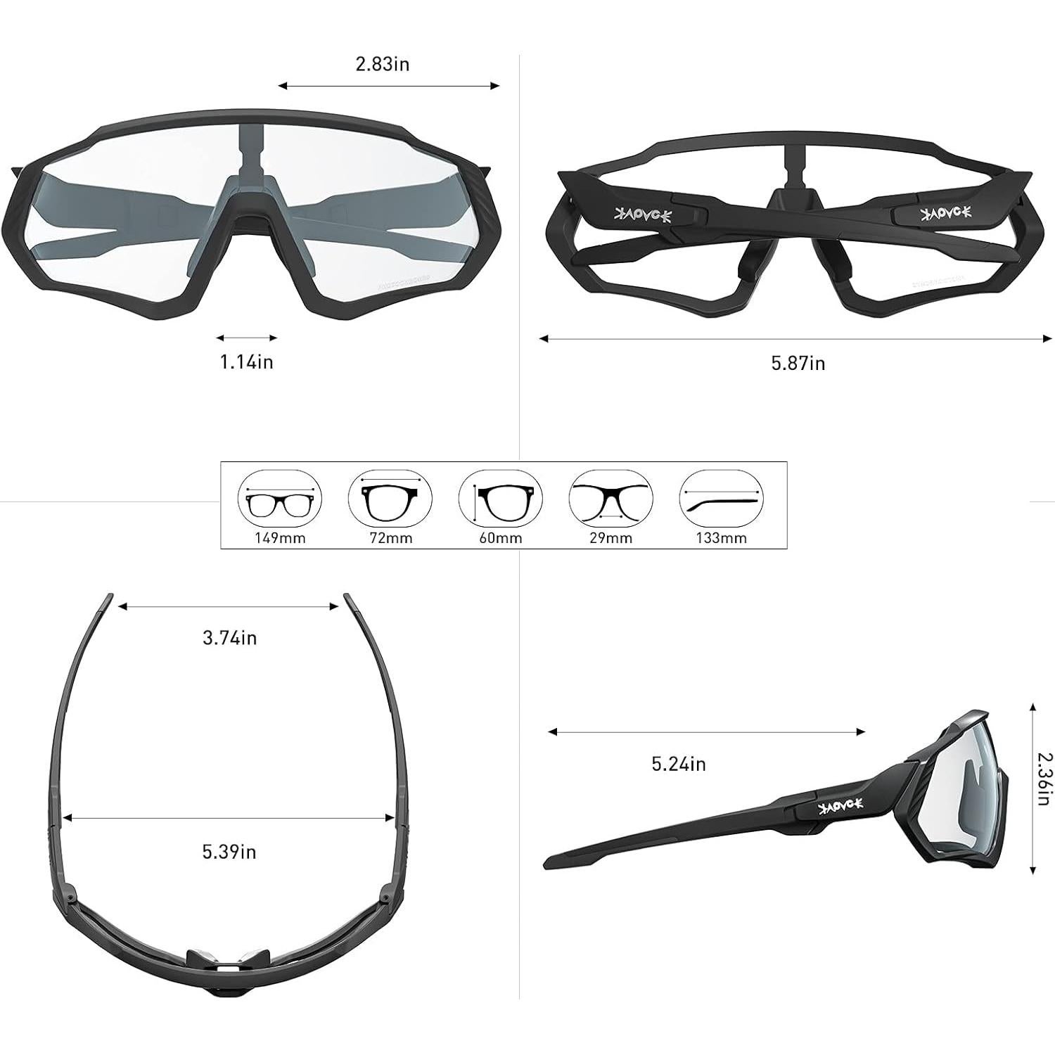 Gafas de Ciclismo Fotoquímicas KAPVOE UV400 para Adultos