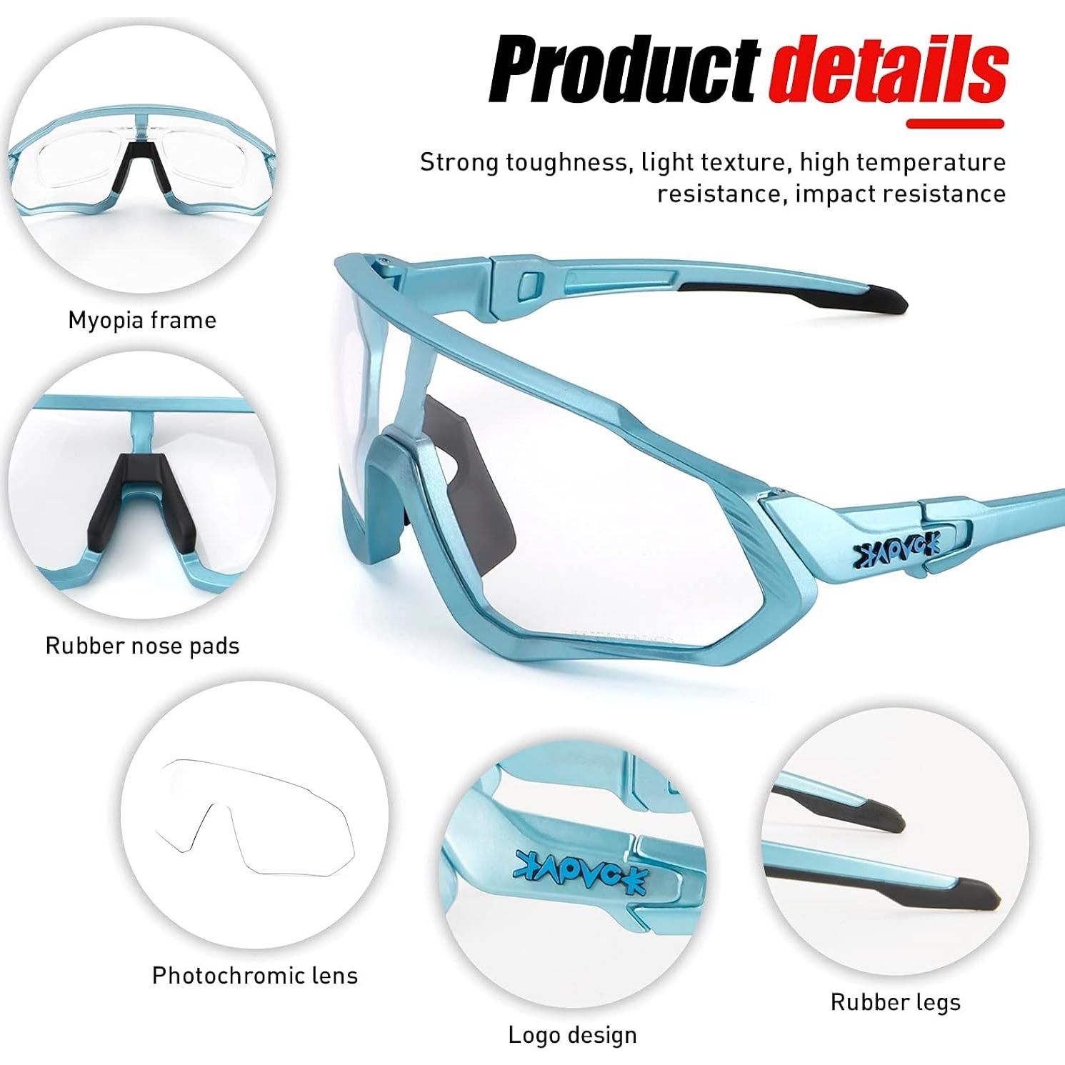 Gafas de Ciclismo KAPVOE Fotoquímicas UV400 para Adultos