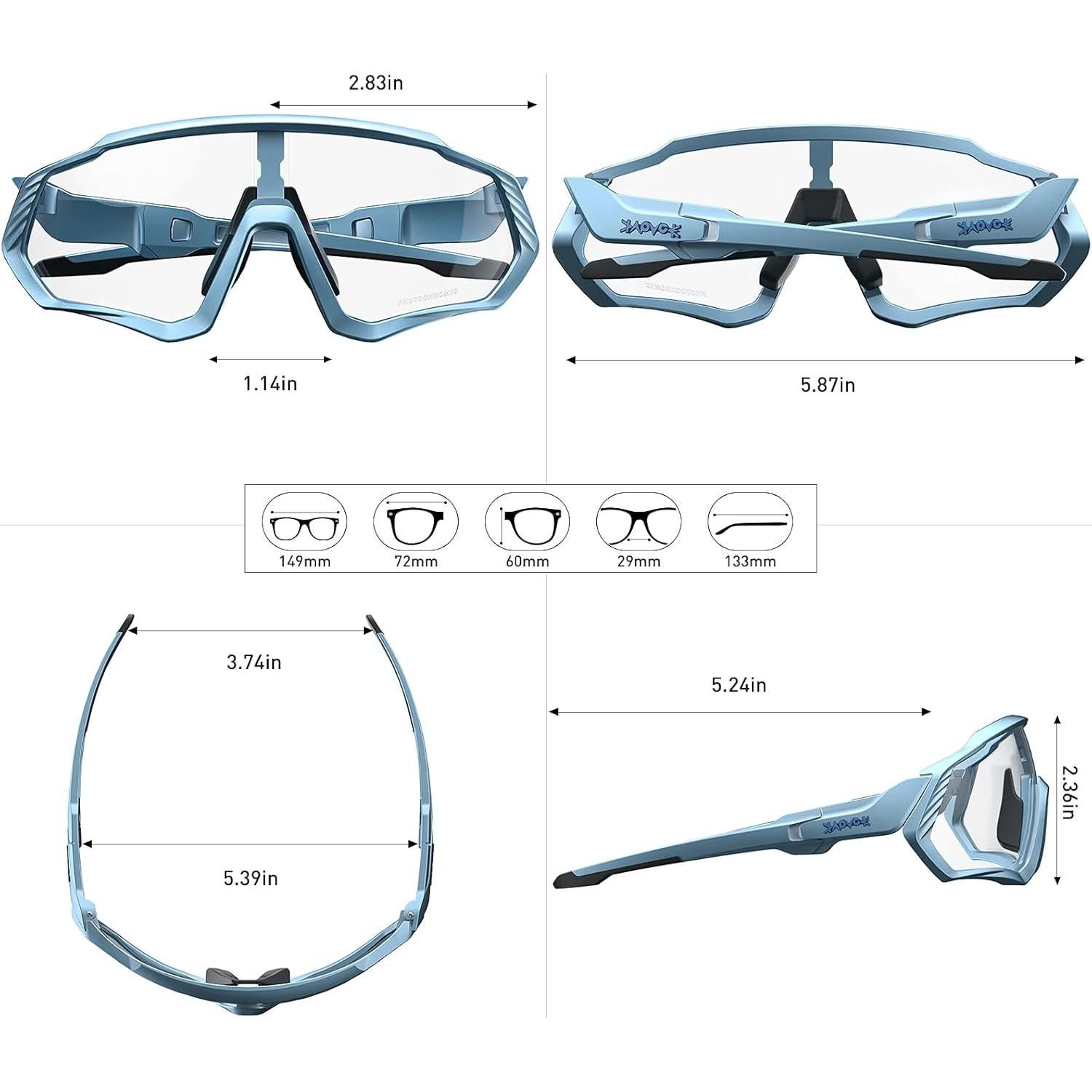 Gafas de Ciclismo KAPVOE Fotoquímicas UV400 para Adultos