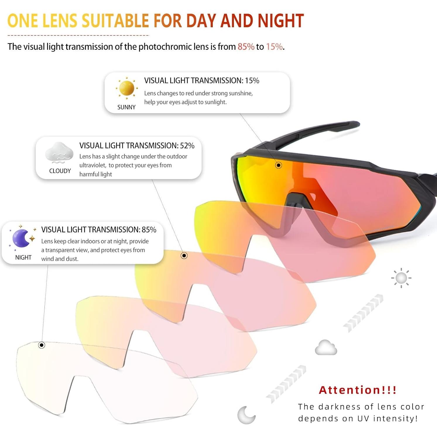 Gafas de Ciclismo KAPVOE Fotoquímicas UV400 para Adultos