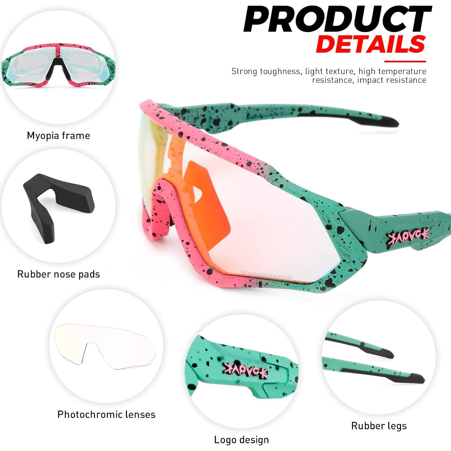Gafas de Ciclismo KAPVOE Fotoquímicas UV400 para Adultos
