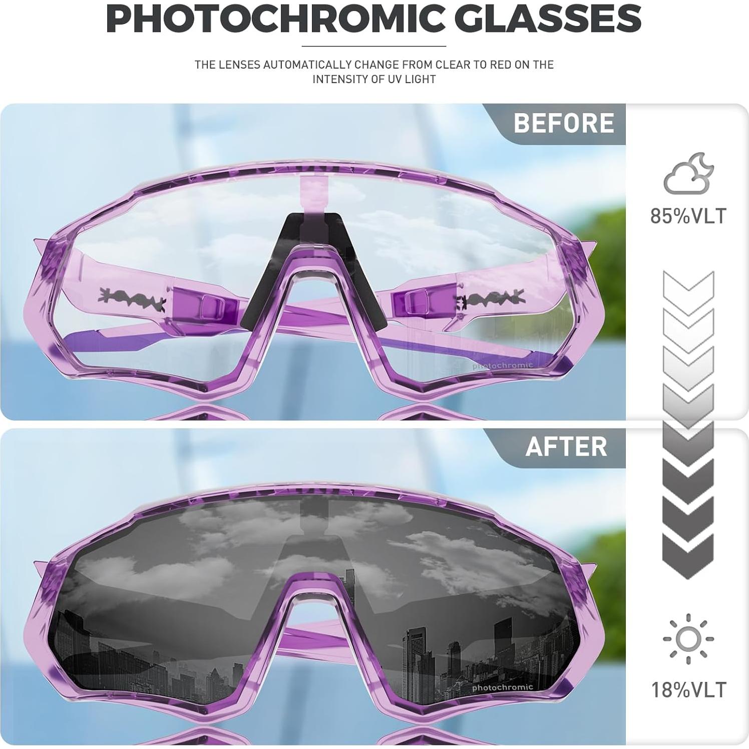 Gafas de Ciclismo KAPVOE K9408 Fotoquímicas UV400