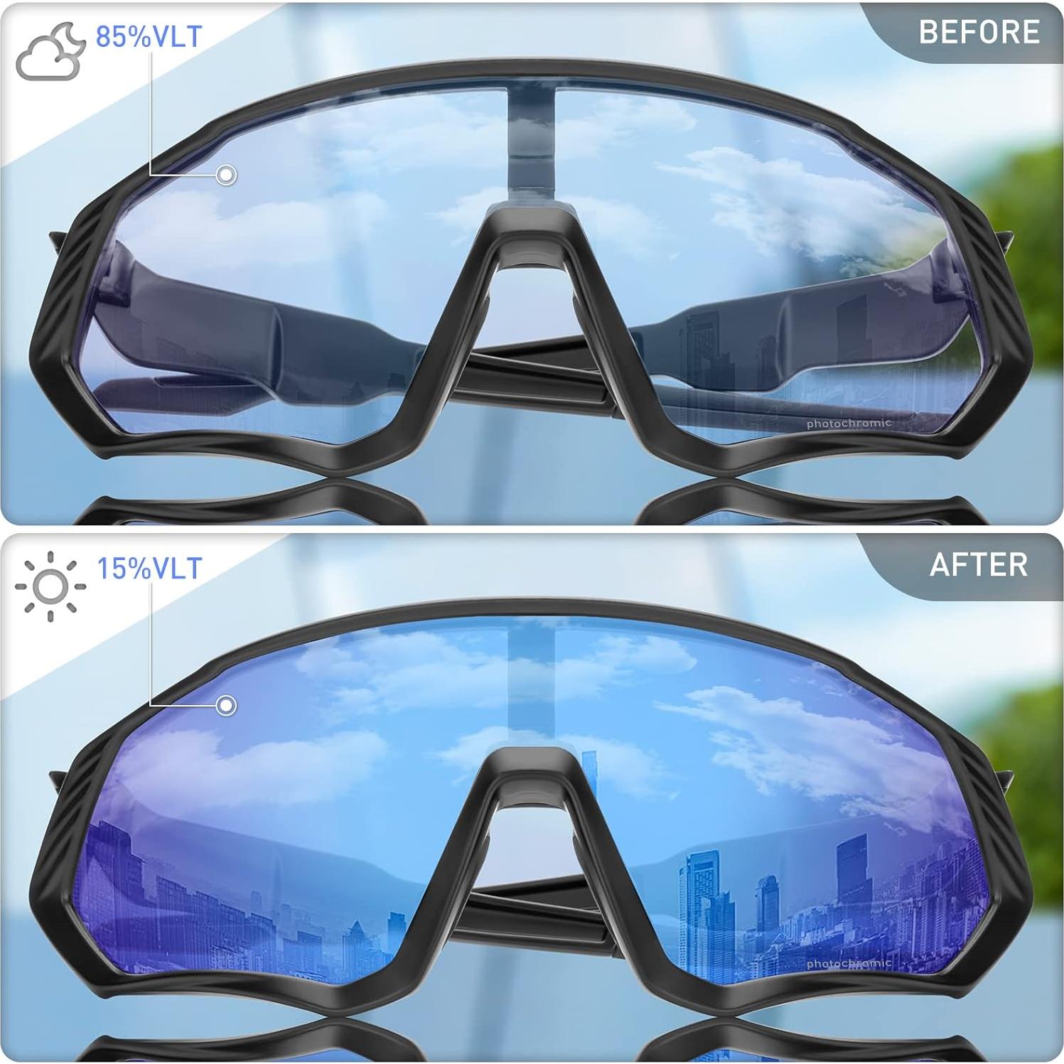 Gafas de Ciclismo KAPVOE Fotoquímicas UV400 para Adultos