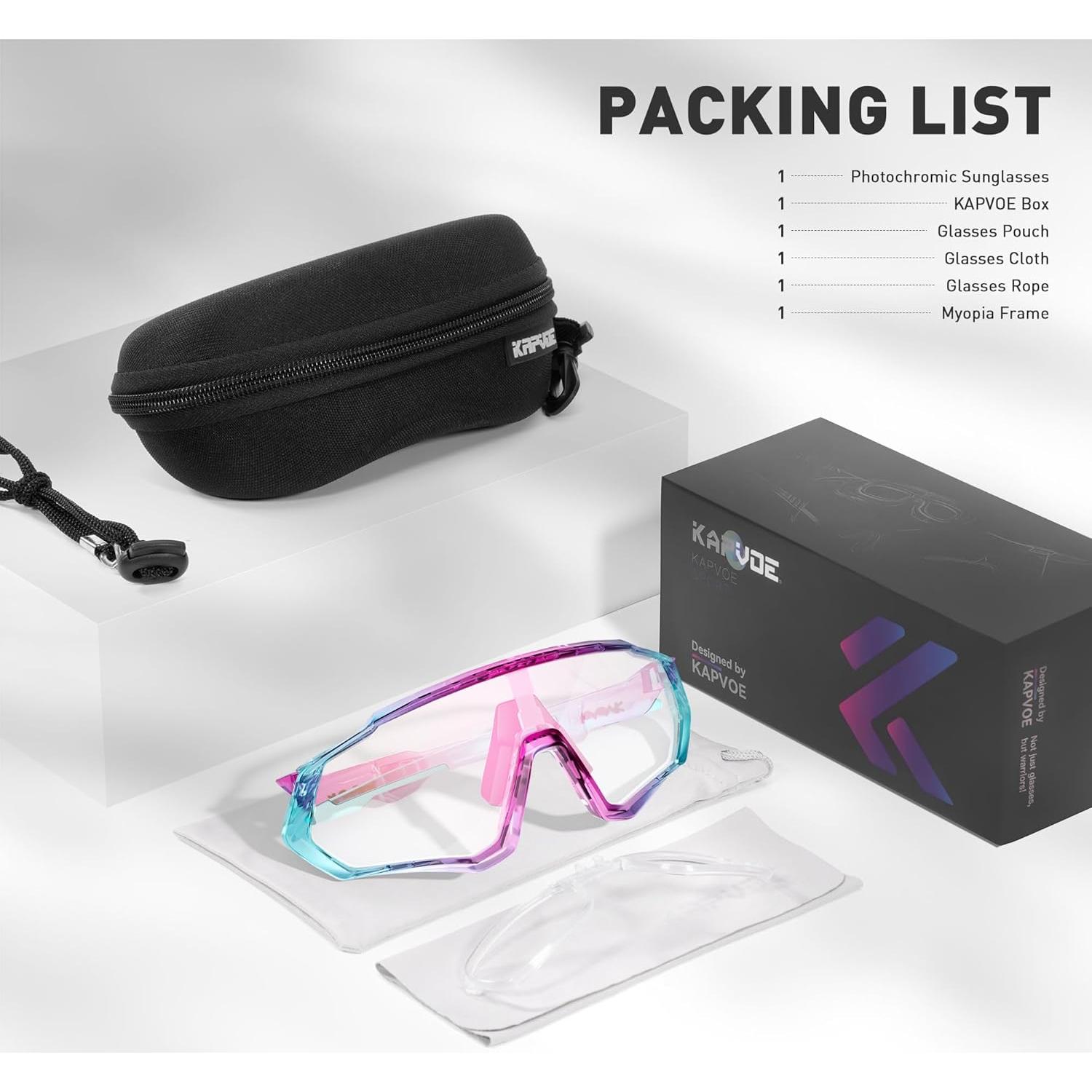 Gafas de Ciclismo KAPVOE Fotoquímicas UV400 Rosa