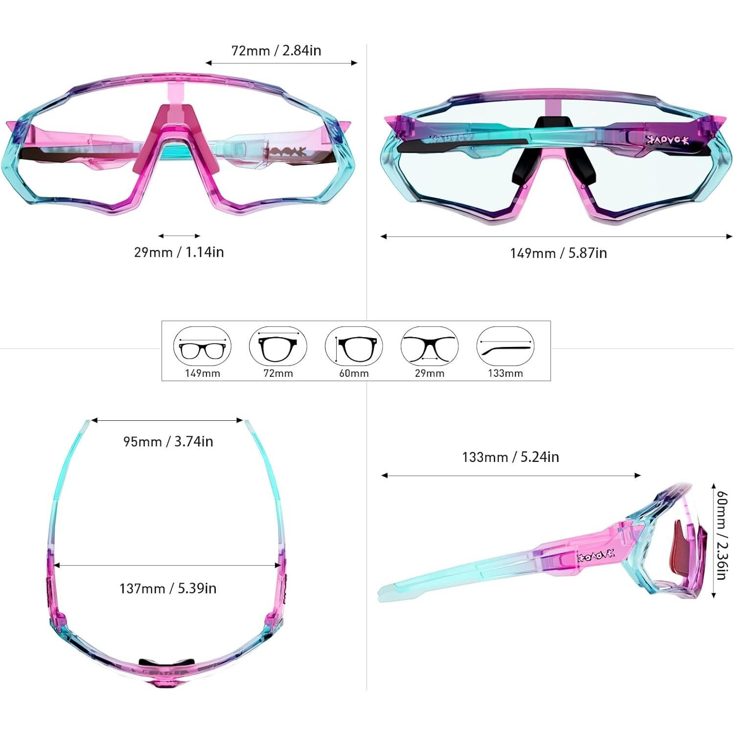 Gafas de Ciclismo KAPVOE Fotoquímicas UV400 Rosa