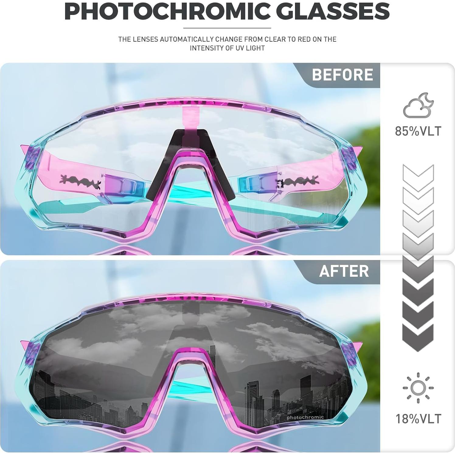 Gafas de Ciclismo KAPVOE Fotoquímicas UV400 para MTB