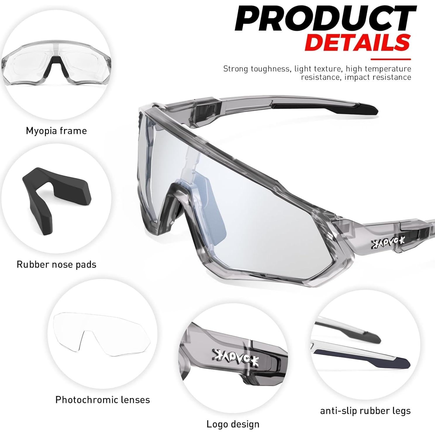 Gafas de Ciclismo KAPVOE Fotoquímicas UV400 Unisex