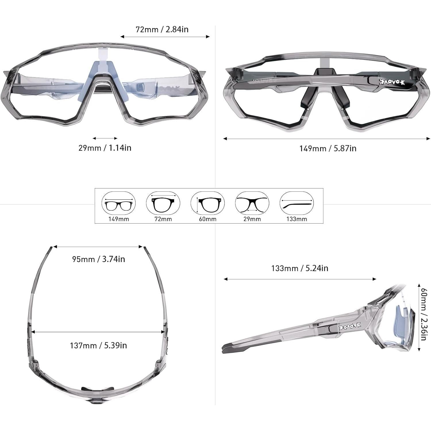 Gafas de Ciclismo KAPVOE Fotoquímicas UV400 Unisex