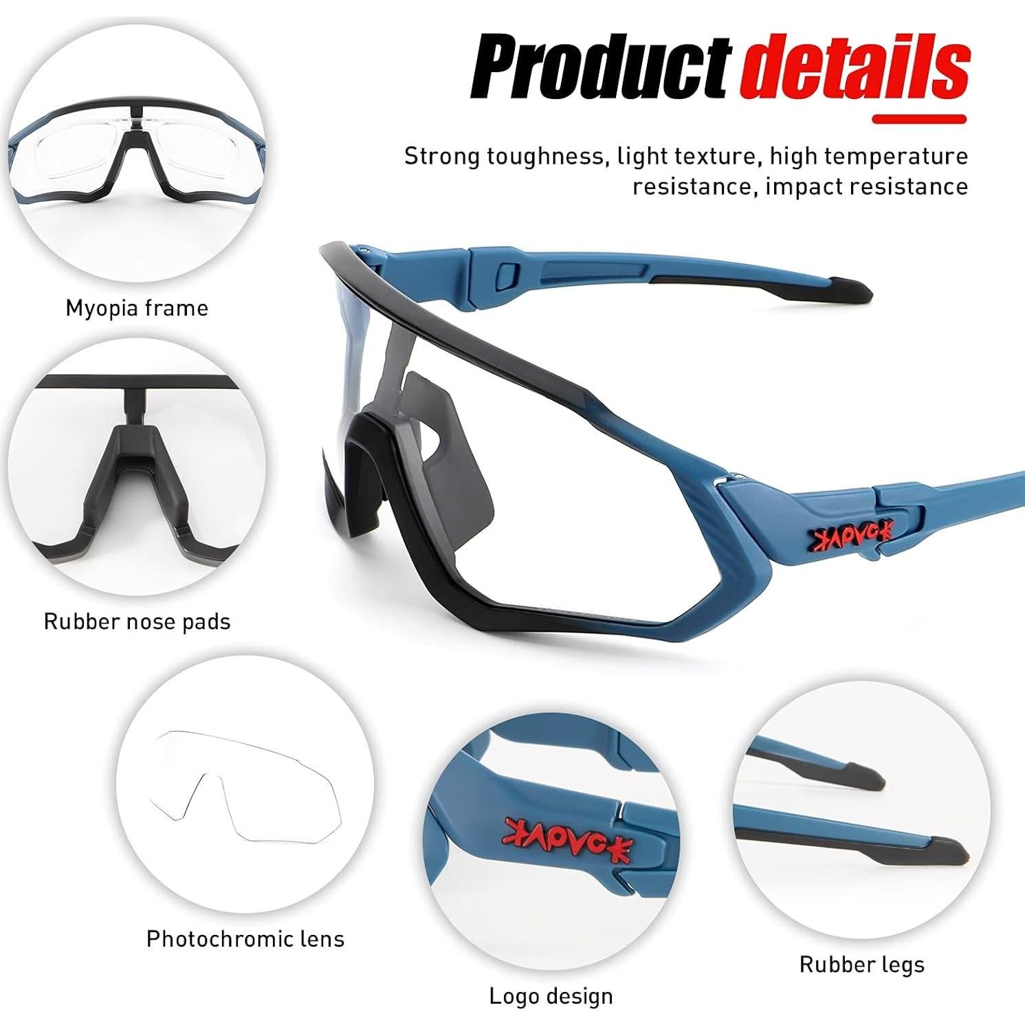 Gafas de Ciclismo KAPVOE Fotoquímicas UV400 para MTB