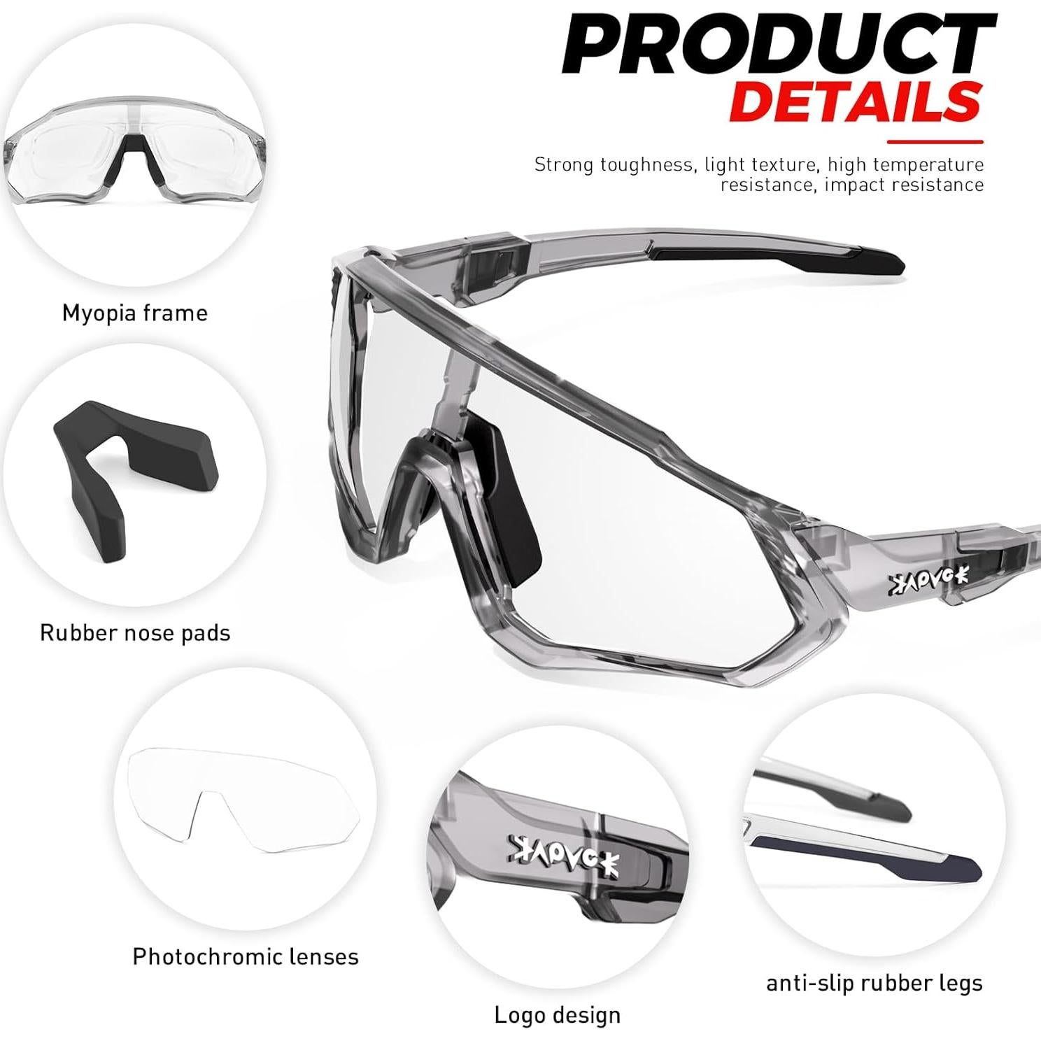 Gafas de Ciclismo KAPVOE Fotoquímicas UV400 para MTB