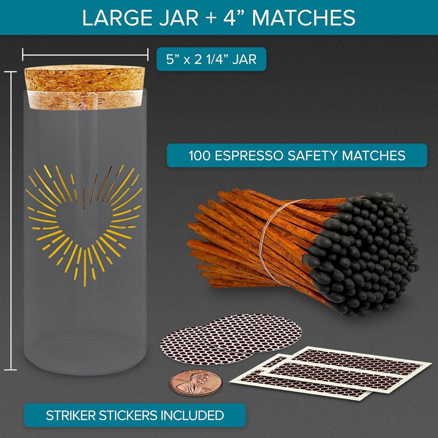 Fósforos Decorativos Thankful Greetings en Tarro Corazón 100 Unidades