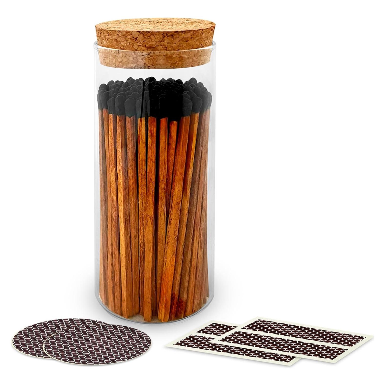 Fósforos Decorativos Thankful Greetings en Tarro de Vidrio 100u