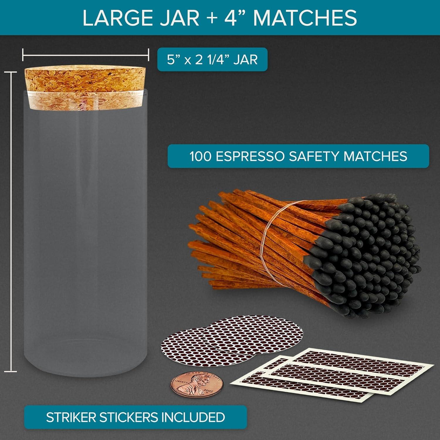 Fósforos Decorativos Thankful Greetings en Tarro de Vidrio 100u