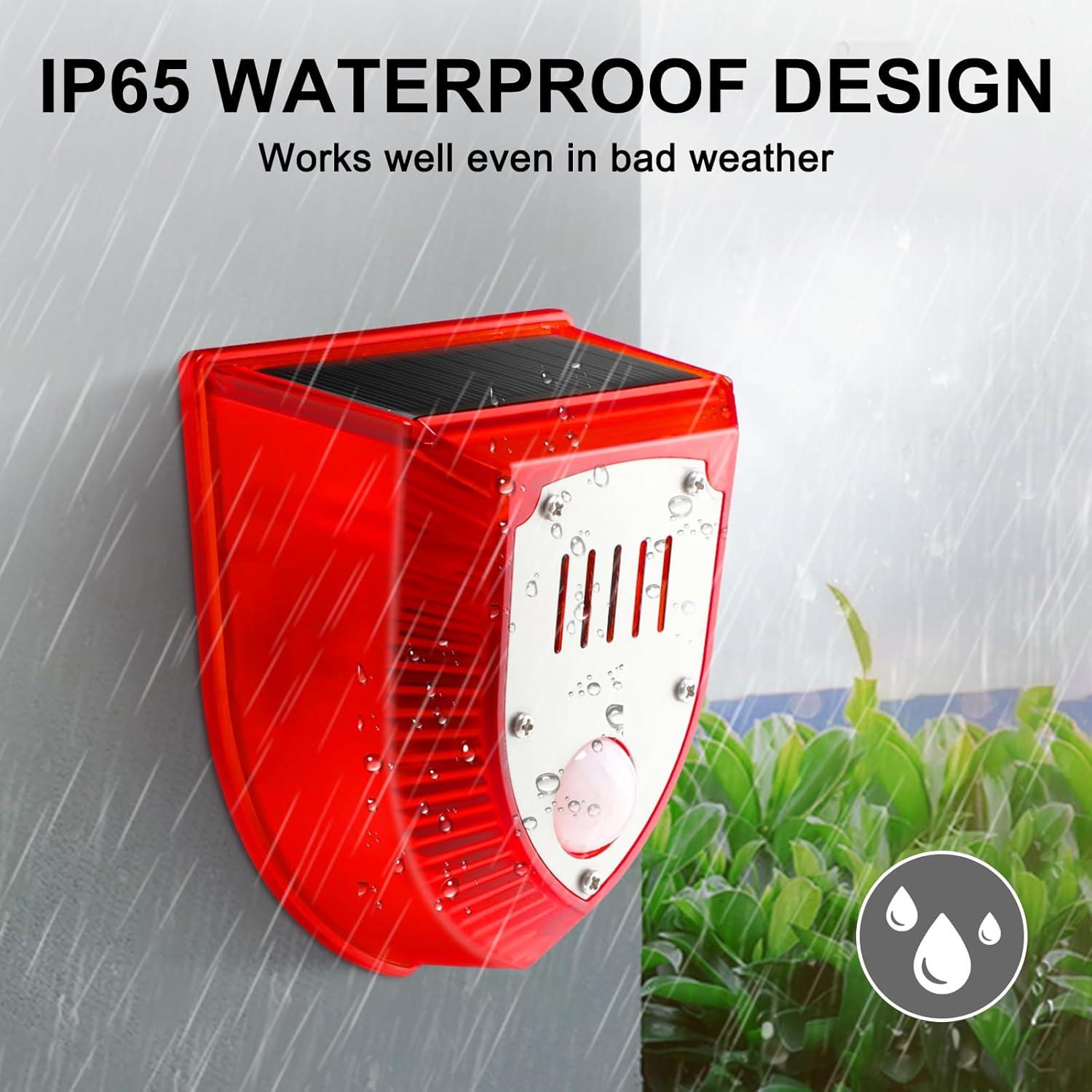 Qualirey 4 Pcs Detector de Movimiento Solar 129dB Alarma Exterior