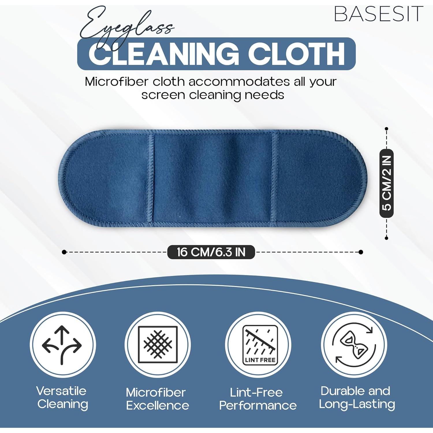 Paño Limpiador de Gafas Basesit 4 Pack Microfibra Azul/Gris