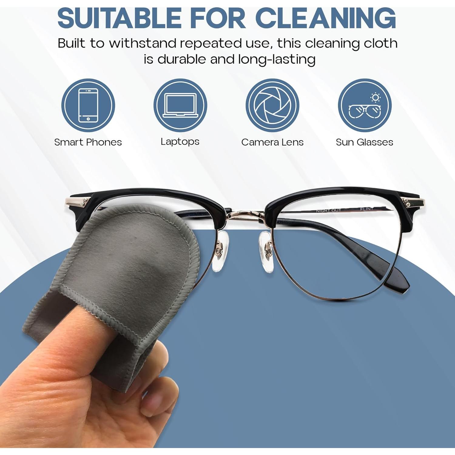 Paño Limpiador de Gafas Basesit 4 Pack Microfibra Azul/Gris