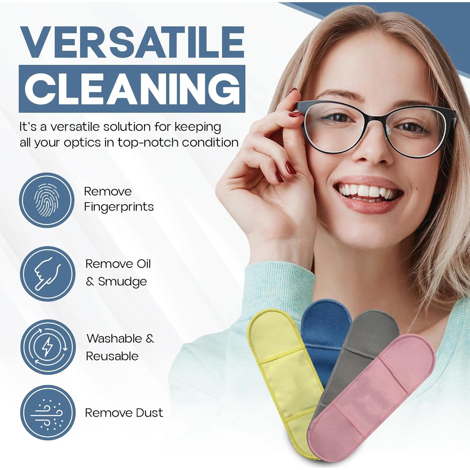 Paño Limpiador de Gafas Basesit 4 Pack Microfibra Azul/Gris