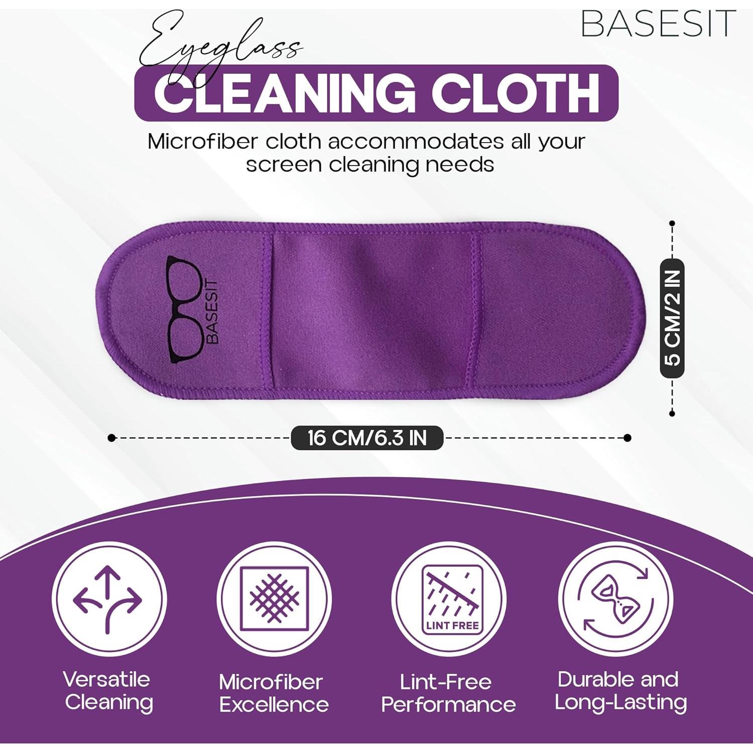 Paño Limpiador de Gafas Basesit 4 Pack Microfibra Naranja/Púrpura