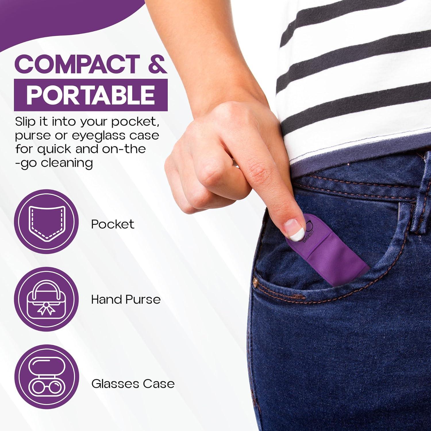 Paño Limpiador de Gafas Basesit 4 Pack Microfibra Naranja/Púrpura