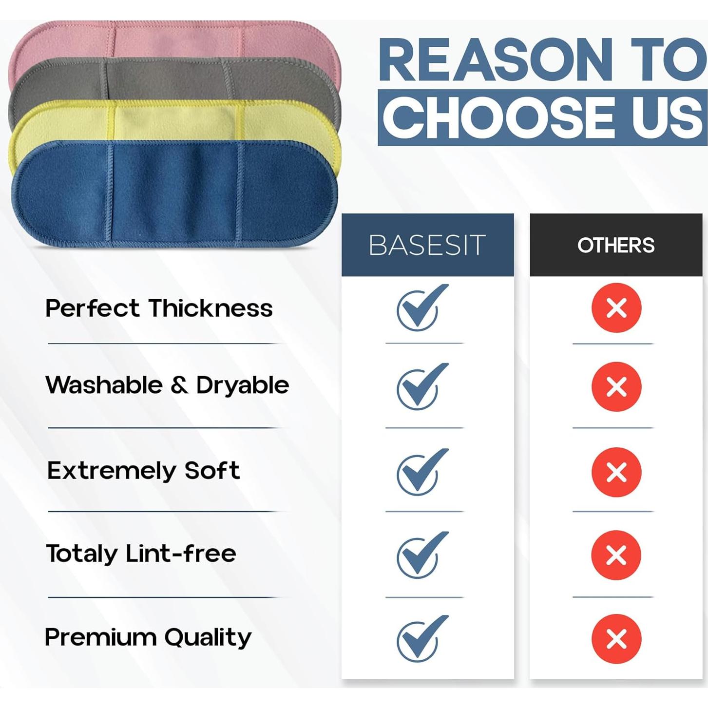 Paño Limpiador de Gafas Basesit 4 Pack Microfibra Rosa/Amarillo