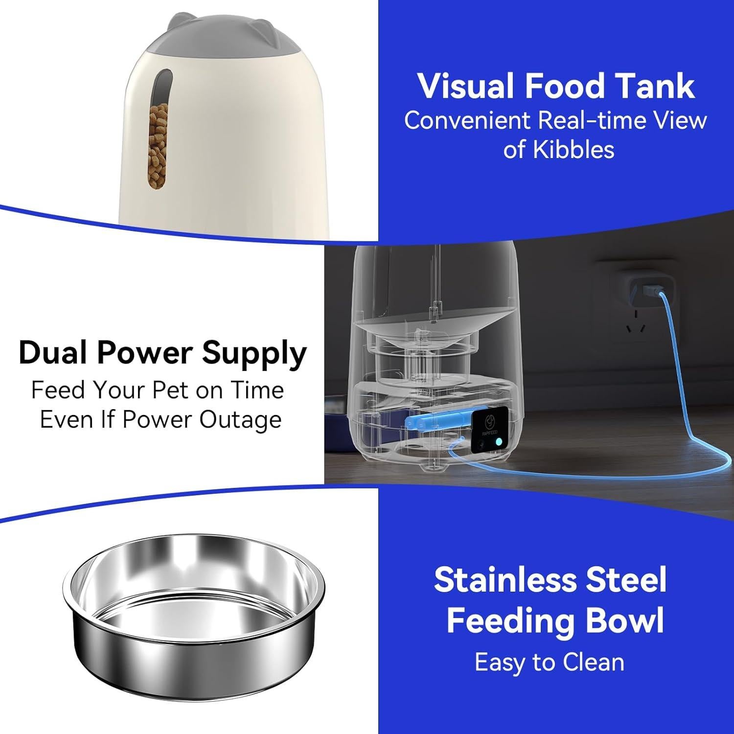 Comedero Automático PAPIFEED 3L para Gatos Doble Alimentación