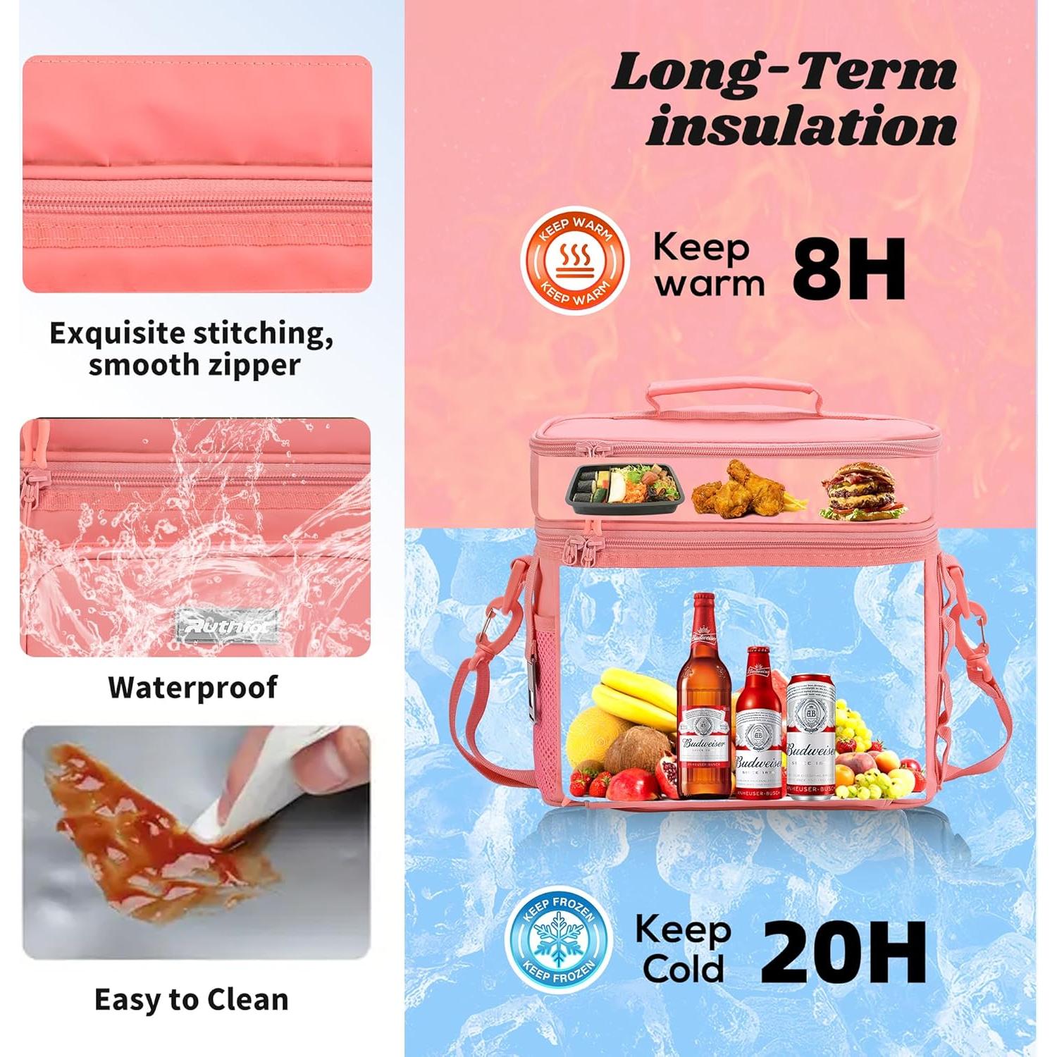 Bolsa Térmica Plegable Ruthfot Rosa 30L Aislante para Camping