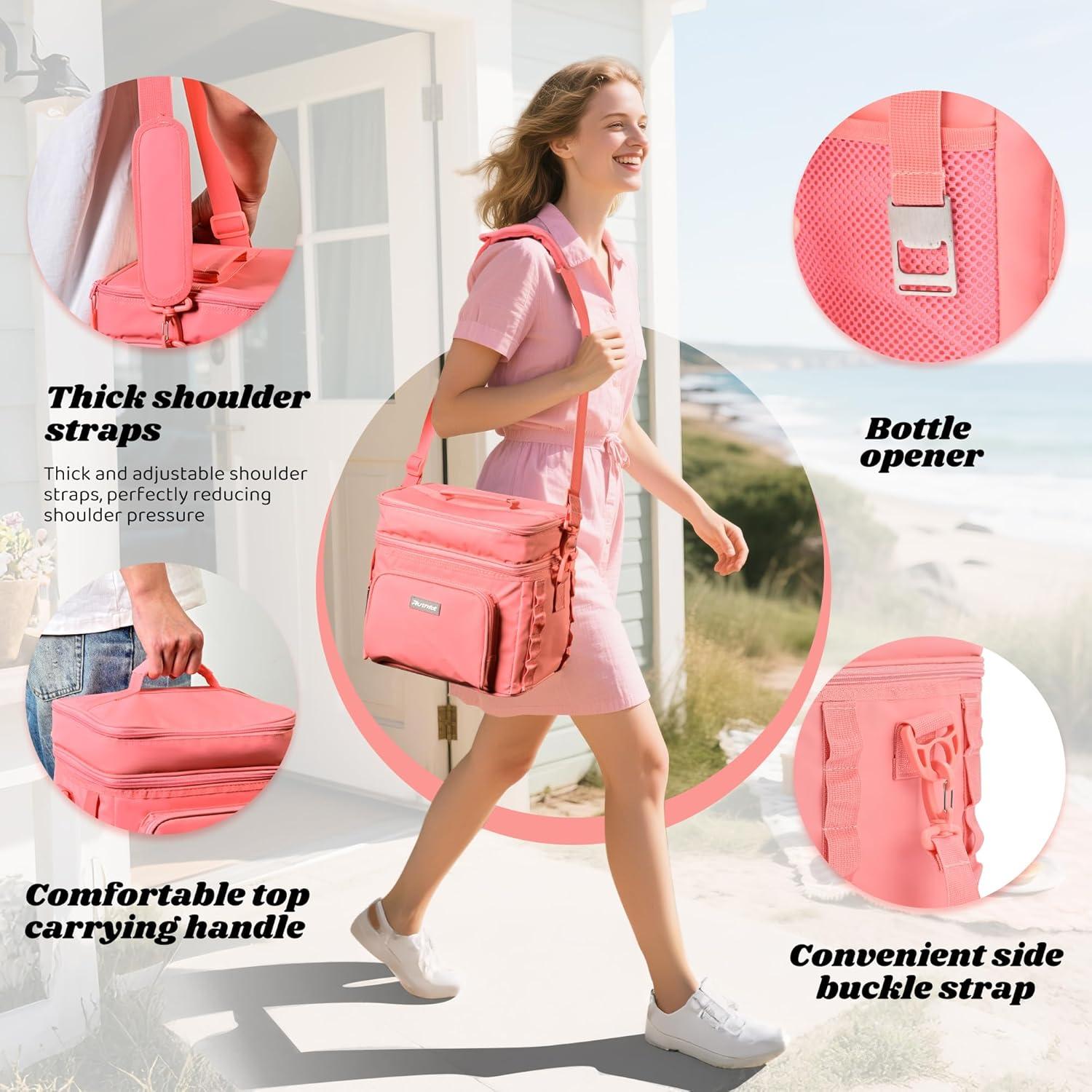 Bolsa Térmica Plegable Ruthfot Rosa 30L Aislante para Camping