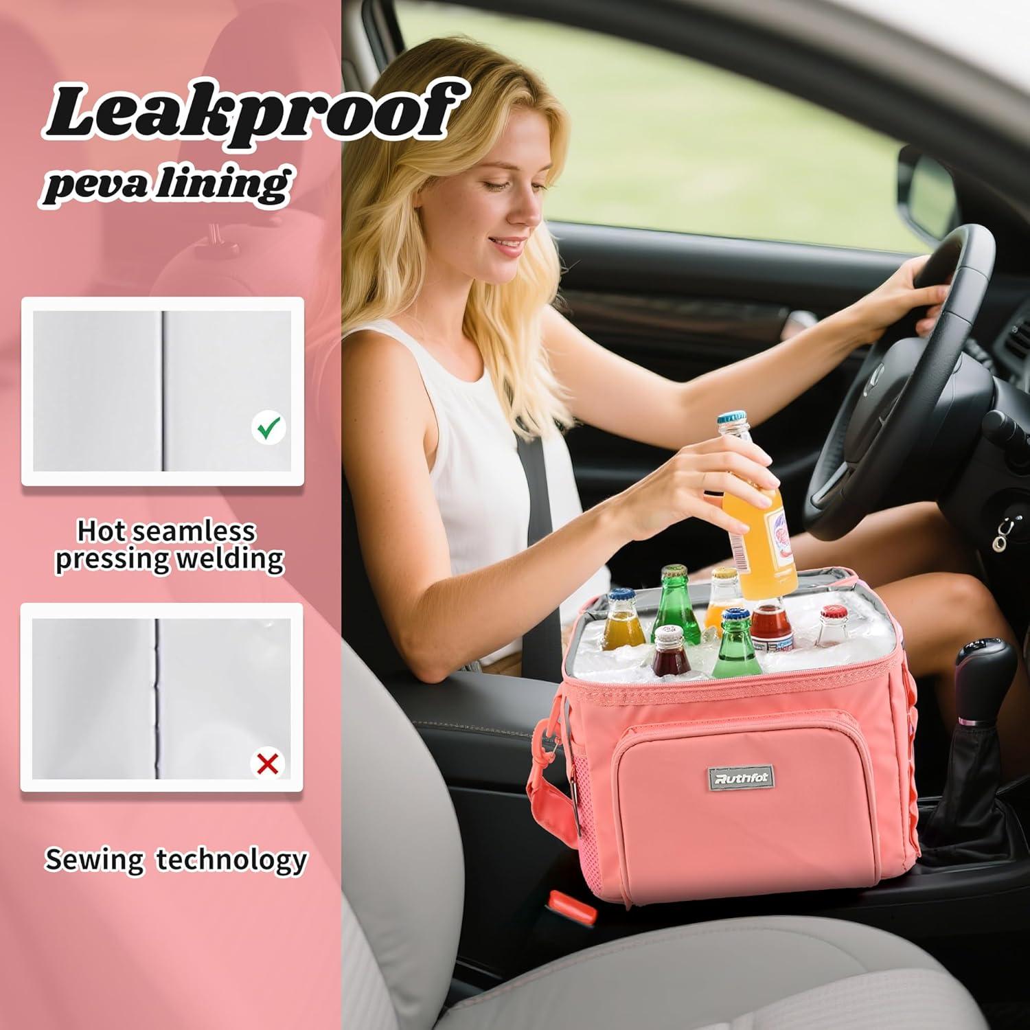 Bolsa Térmica Plegable Ruthfot Rosa 30L Aislante para Camping