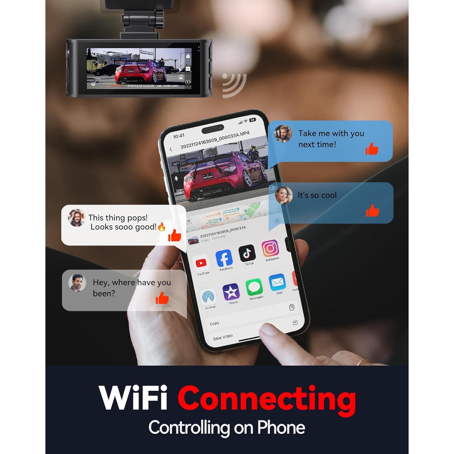 Cámara Dash REDTIGER F7N 4K Doble Delantera y Trasera GPS