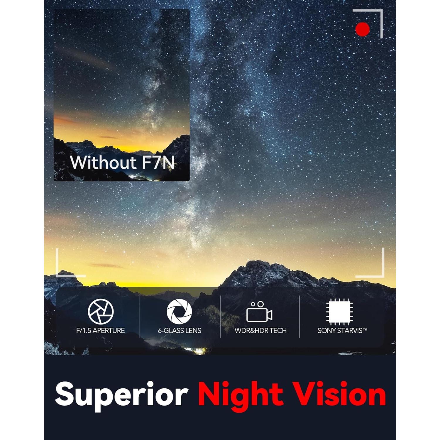 Cámara Dash REDTIGER F7N 4K Doble Delantera y Trasera GPS