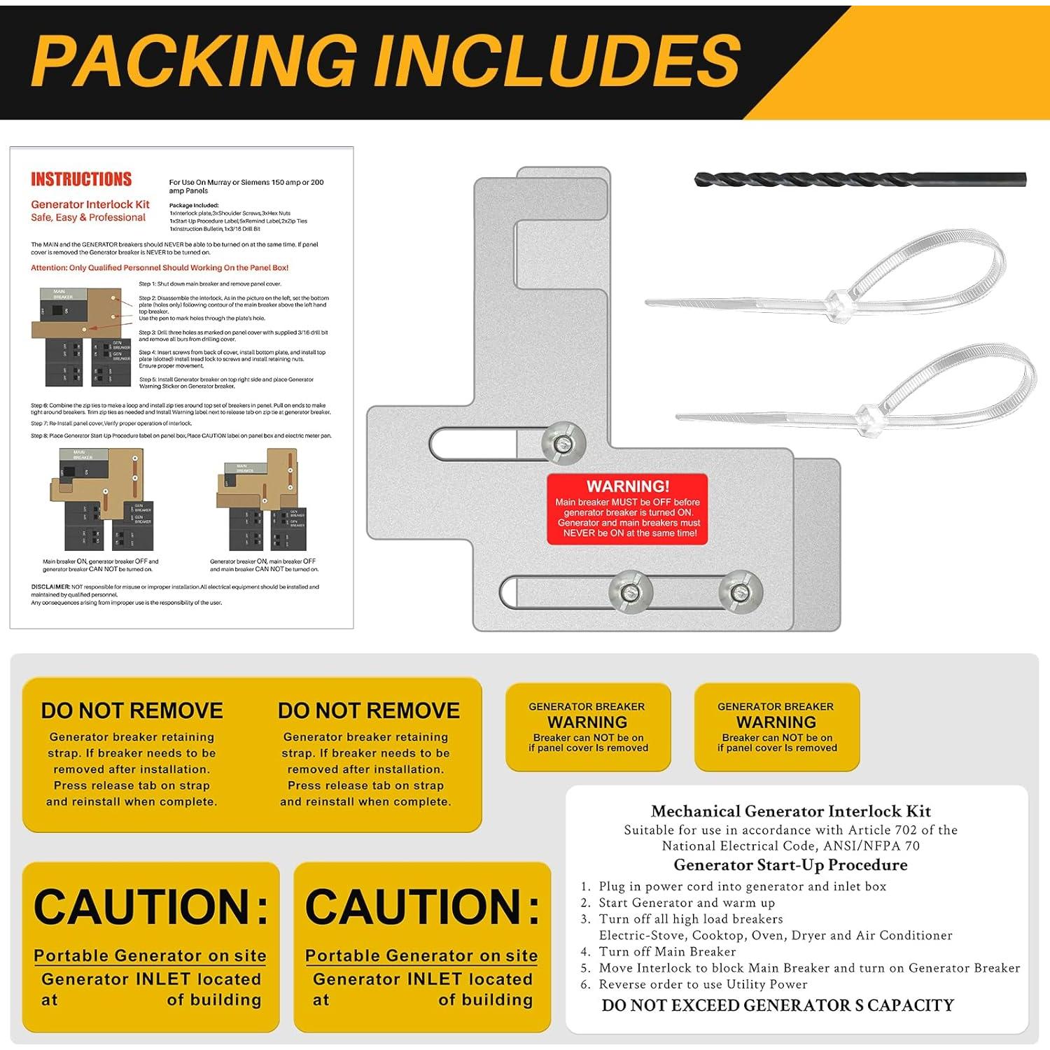 Kit de Bloqueo de Generador Inzizik SIEP2 150/200 Amperios