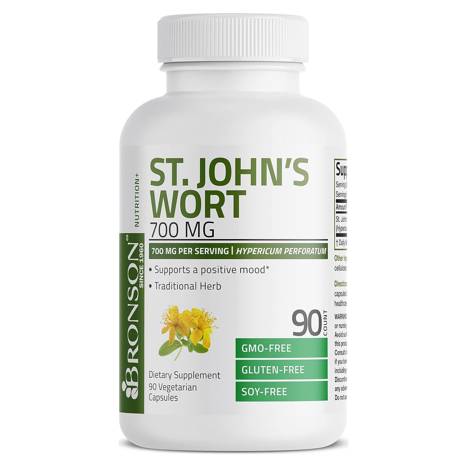 Bronson Hierba de San Juan 700 MG 90 Cápsulas Vegetarianas