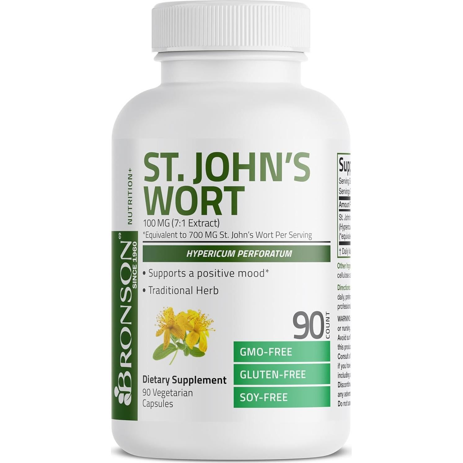 Bronson Hierba de San Juan 700 MG 90 Cápsulas Vegetarianas