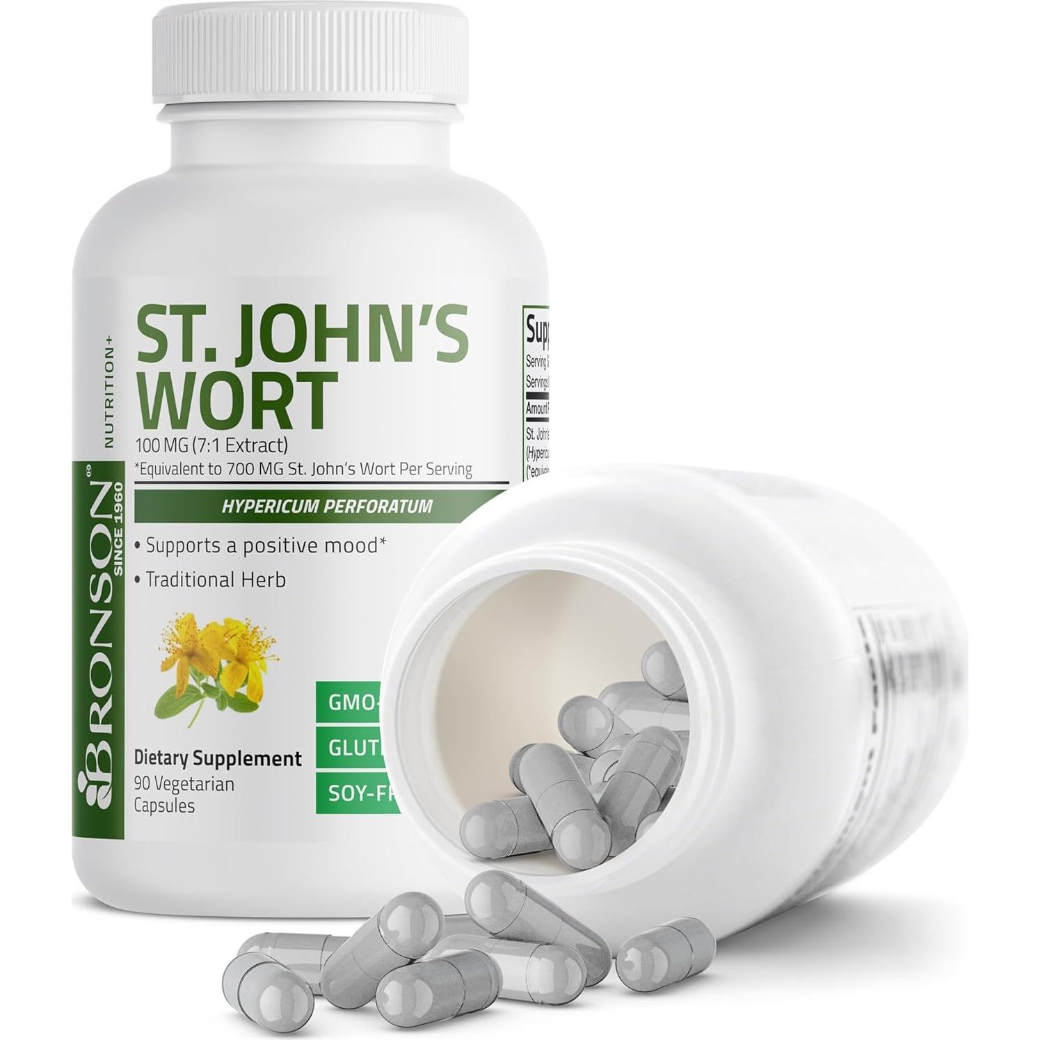 Bronson Hierba de San Juan 700 MG 90 Cápsulas Vegetarianas