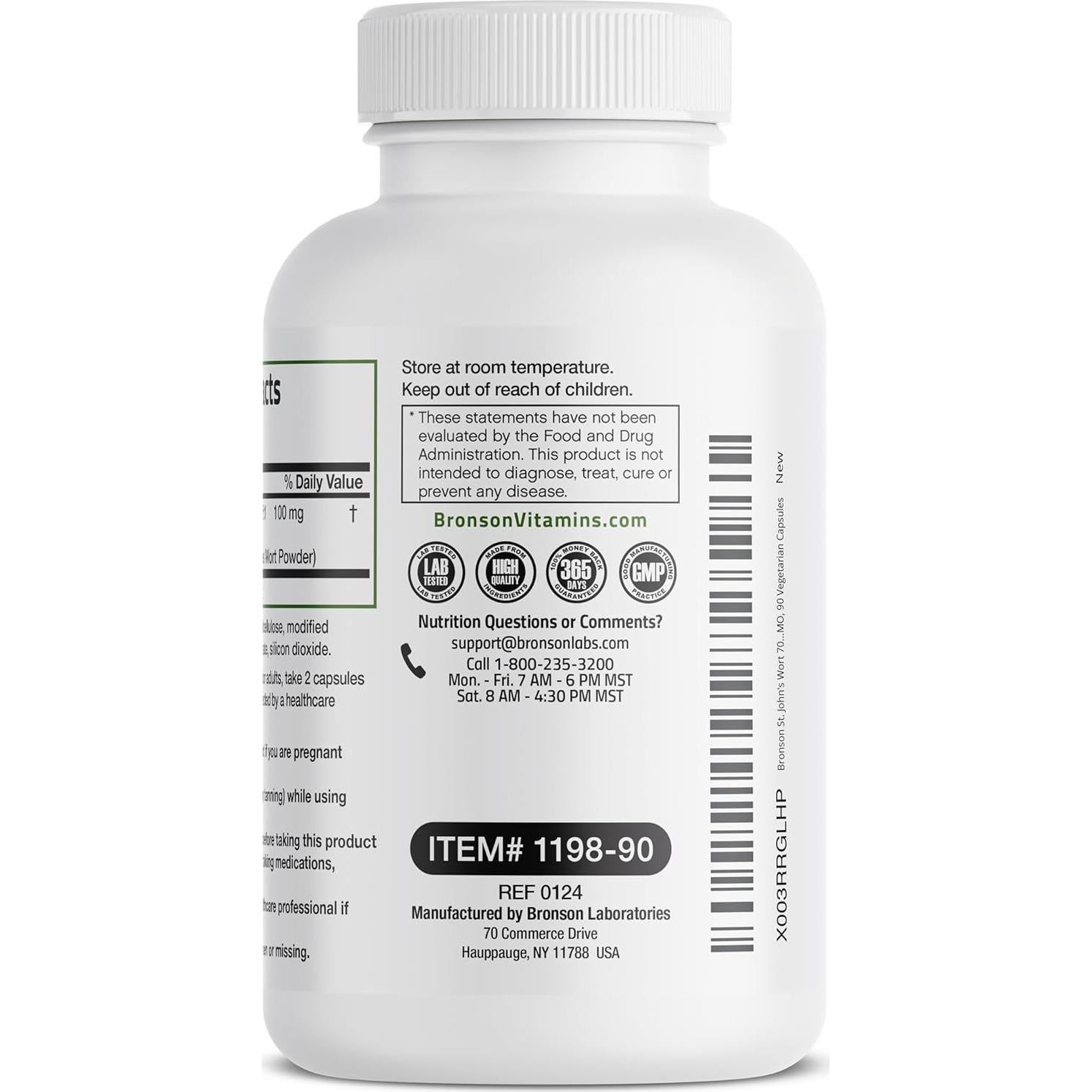 Bronson Hierba de San Juan 700 MG 90 Cápsulas Vegetarianas