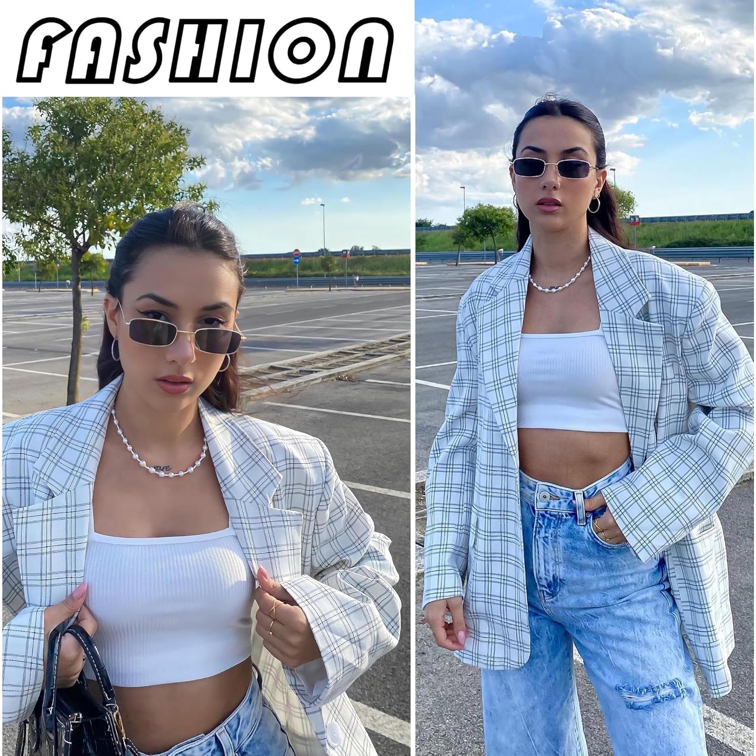 Gafas de sol retro Fozono UV400 marco cuadrado dorado