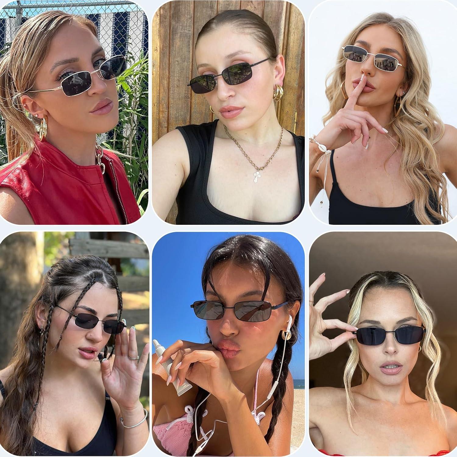 Gafas de sol retro Fozono UV400 marco cuadrado dorado