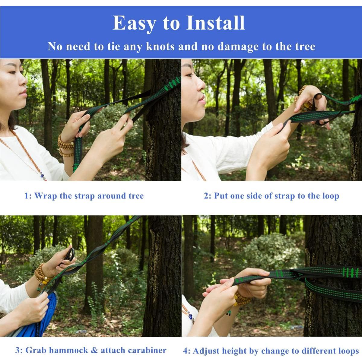 Hamaca de Camping Doble LXHBYCXG Nylon 300x198cm Azul Verde