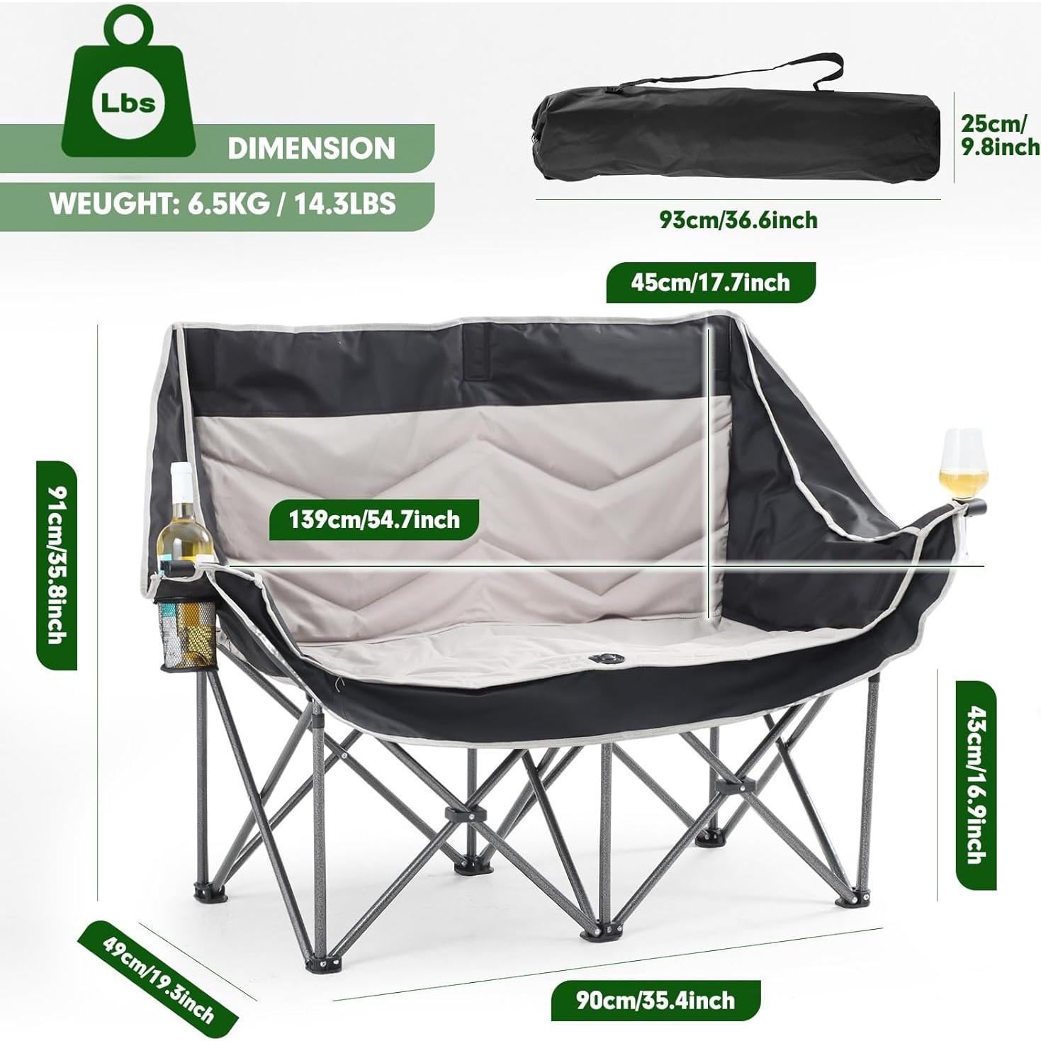 Sofá Loveseat Acolchado CDEN Plegable con Portavasos 127cm