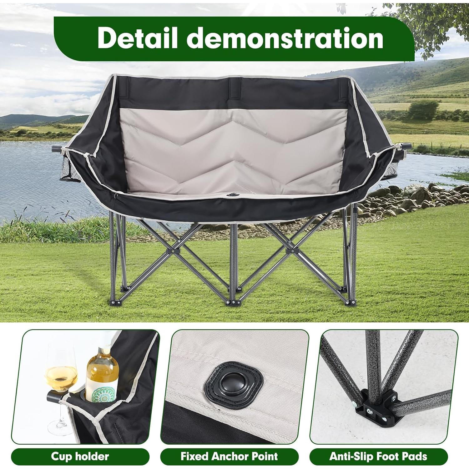 Sofá Loveseat Acolchado CDEN Plegable con Portavasos 127cm