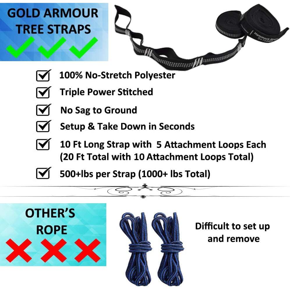 Hamaca de Camping Gold Armour - Individual 227 kg Nylon Premium