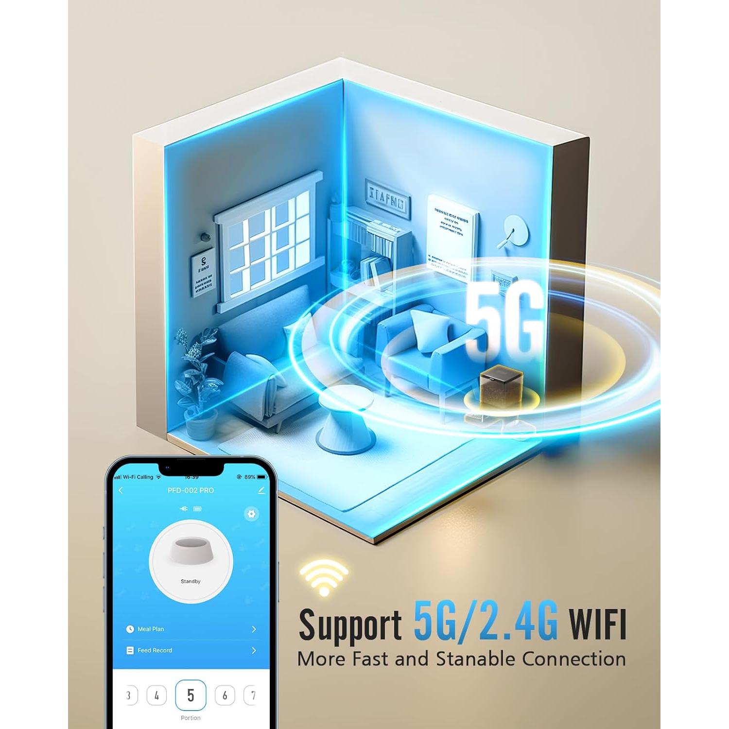 Comedero Automático para Gatos oneisall 5L WiFi Control APP