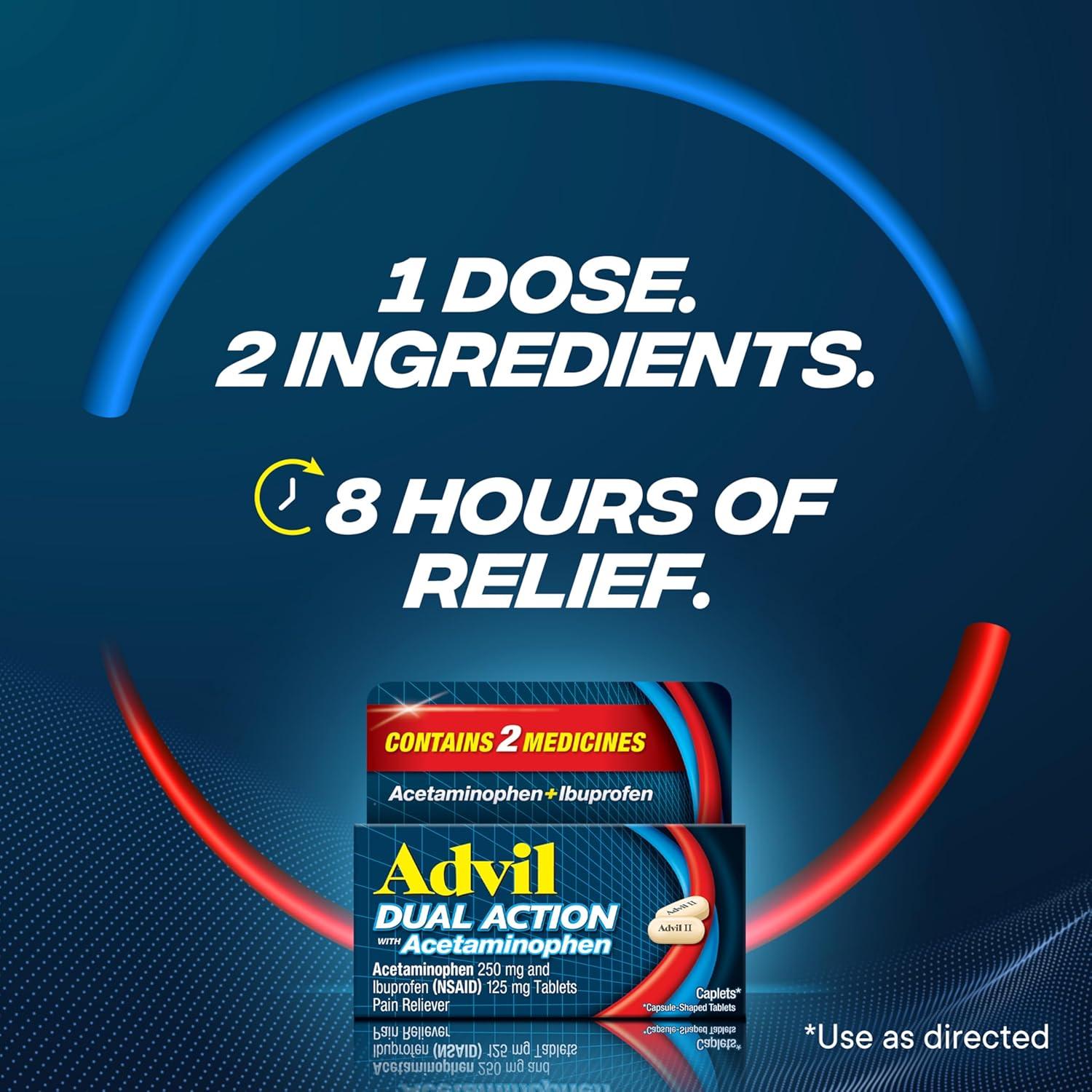 Advil Acción Dual Tabletas 216 Conteo - 250 Mg Ibuprofeno y 500 Mg Acetaminofén